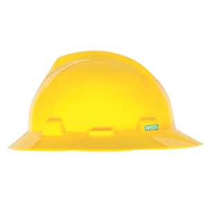 Casco con ala y matraca amarillo